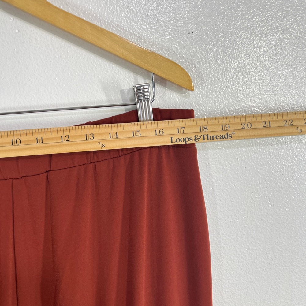 Susan Graver Liquid Knit Wide-Leg Pants Button Detail Large Rusted Red Everyday - Picture 8 of 10